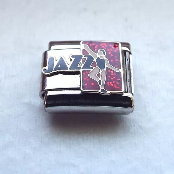 Jazz and dancer enamel 9mm stainless steel Italian charm bracelet link new - Picture 1 of 2